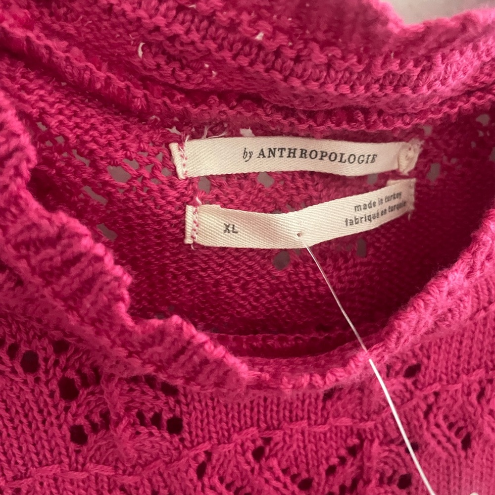 Anthropologie Pink Ruffled sweater top - Picture 3 of 9